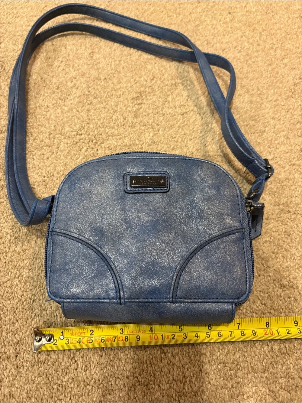 Nicole Miller Blue Faux-Leather Crossbody Shoulder Bag